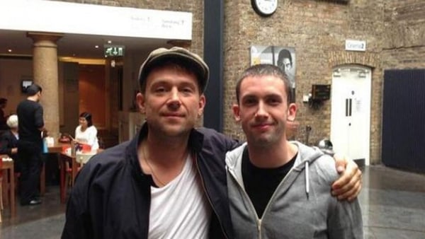 Damon and pal at the Irish Film Institute in Dublin's Temple Bar yesterday. Picture courtesy of @IFI
