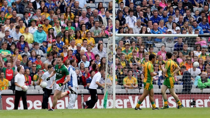 Cillian O'Connor celebrates scoring Mayo's first goal