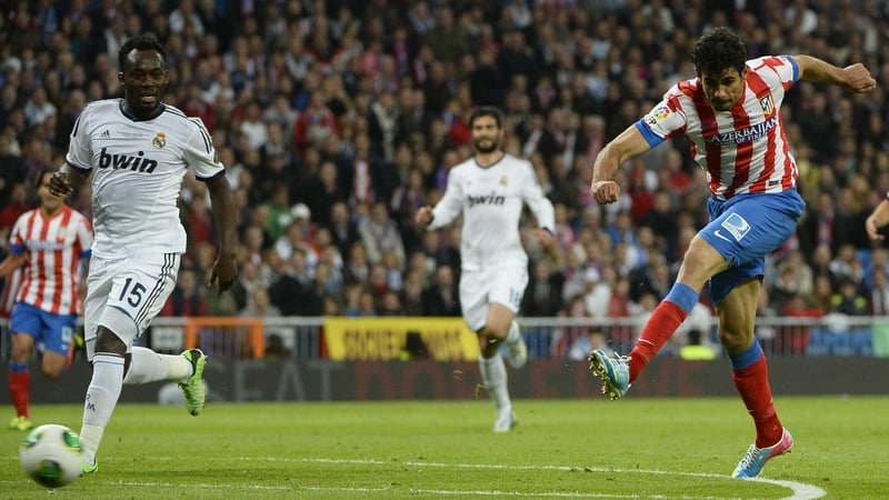 Diego Costa scores against Real Madrid in the Copa del Rey final