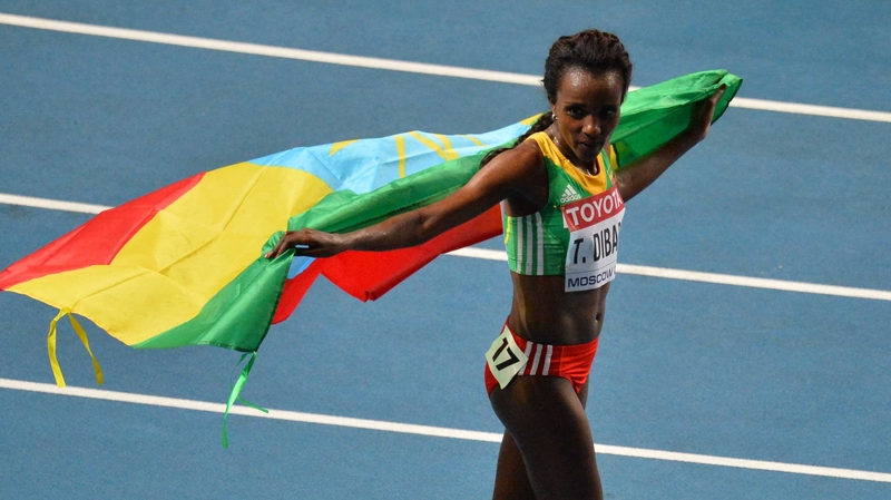 Tirunesh Dibaba has achieved a hat-trick of 10,000m world titles