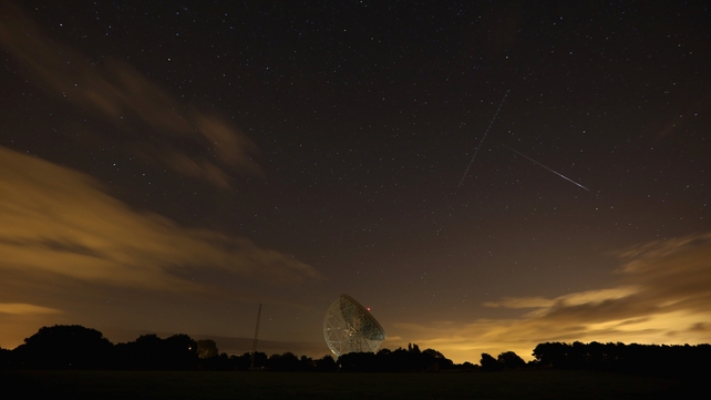 A meteor streaks across the sky at Holmes Chapel in England
