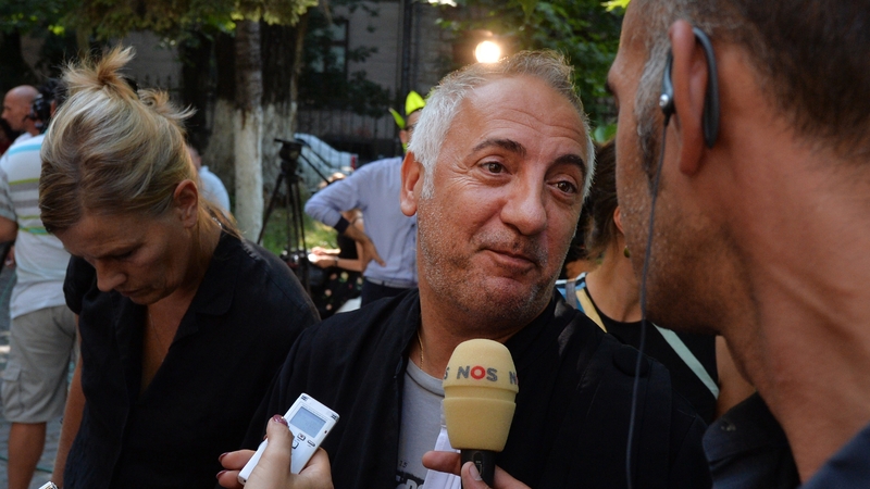 Catalin Dancu, lawyer for the accused, speaking outside the courthouse in Bucharest today