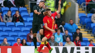 Jonathan Walters of Ireland challenges Ben Davies