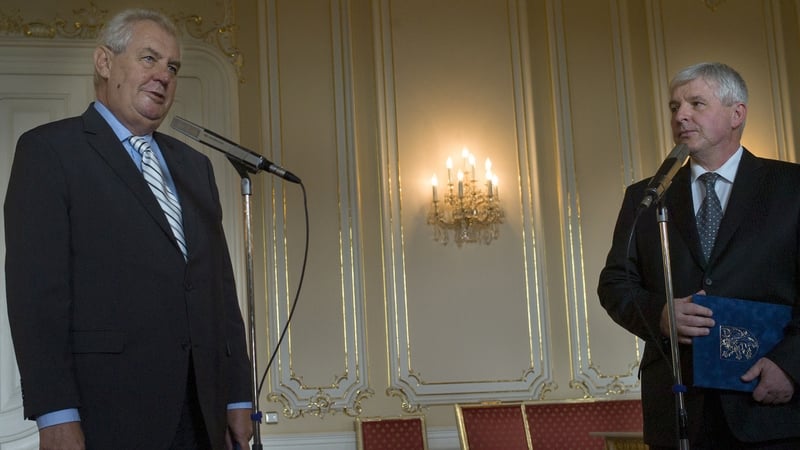 Czech President Milos Zeman accepting the resignation of Prime Minister Jiri Rusnok