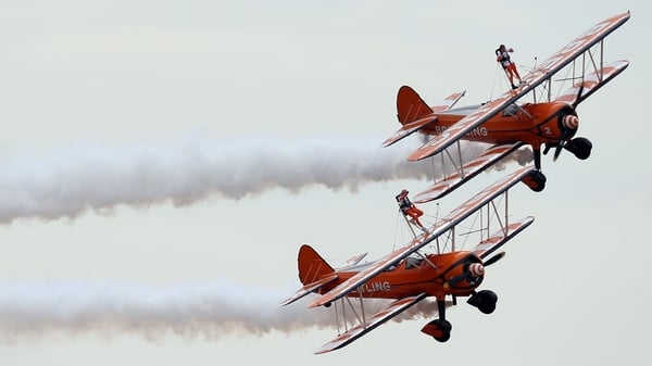 Nine-year-old cousins Rose Powell and Flame Brewer become the world's youngest formation wingwalkers