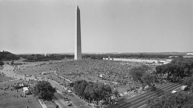 More than 200,000 people gathered at the Washington Monument to hear Martin Luther King's speech