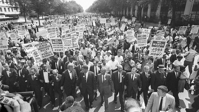 King (3rd from left) and other civil right leaders lead the 'March on Washington', 1963