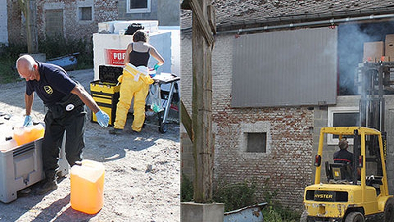 The drugs laboratory was found hidden on the grounds of a farm near Chimay in southern Belgium