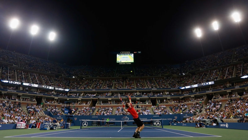 Andy Murray serves at Flushing Meadows