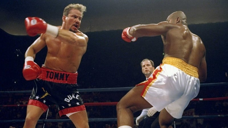 Tommy Morrison in action against Donovan 'Razor' Ruddock in 1995