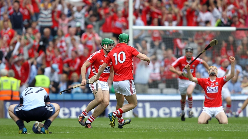 Despair and joy - Cork players celebrate at the final whistle on 11 August