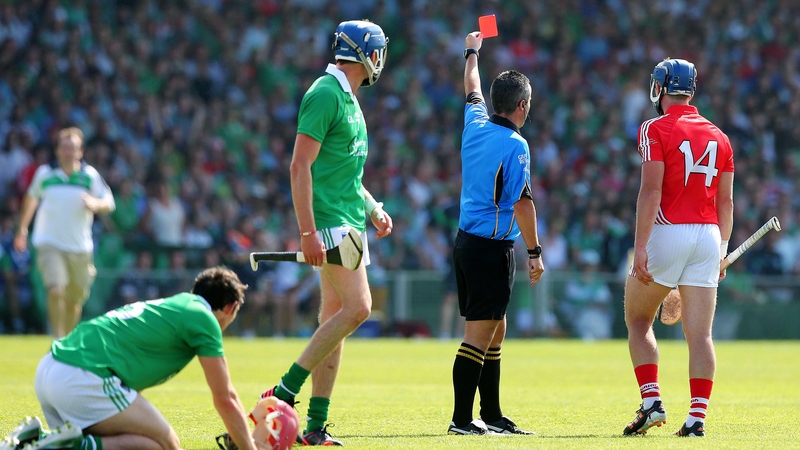 Patrick Horgan is sent off against Limerick in the Munster final