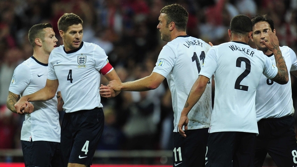 Steven Gerrard is congratulated following his goal