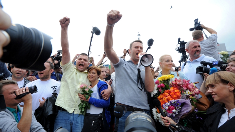 Alexei Navalny addresses supporters after his release from jail in July