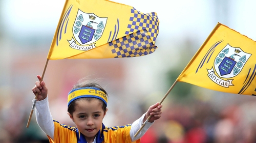 Clare supporter Caoimhe McClearn, 5, shows her support outside Croker