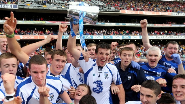 Waterford captain Kevin Daly lifts the cup for a jubilant Déise outfit