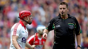 Anthony Nash seems to take takes issue with a decision from referee Brian Gavin