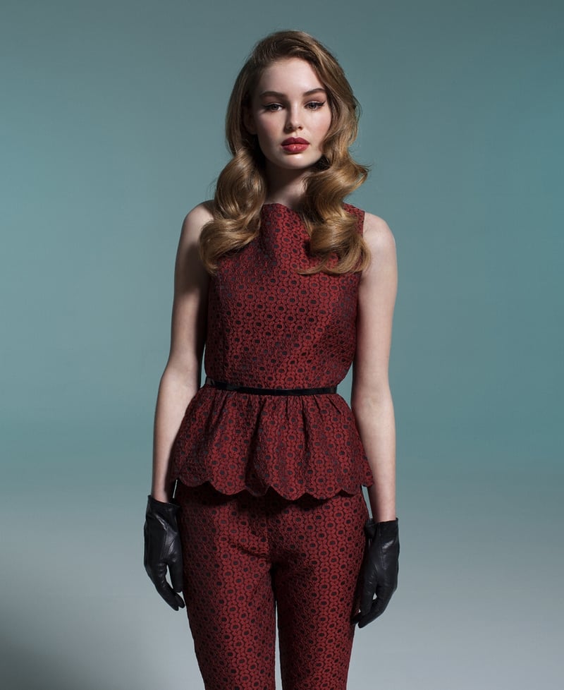 Boutique Maddy Brocaide Scalloped Hem Peplum Top €38, Tamsin Brocade 7/8th Trousers €45