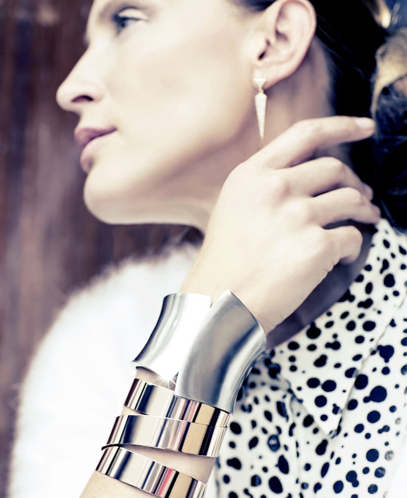 Silver cuff €9.99 RRP €19.99, gold twist bangle €79.99