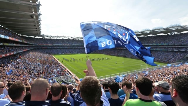 Dublin fans on Hill 16 hail their side ahead of the All-Ireland final against Mayo