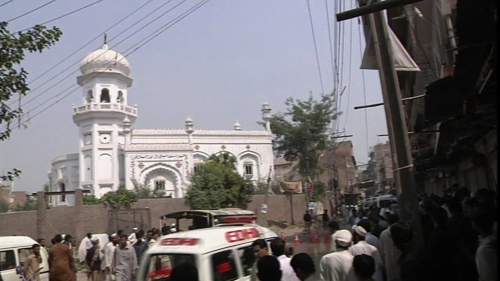 A bomb disposal security source said there were two explosions carried out by a pair of attackers
