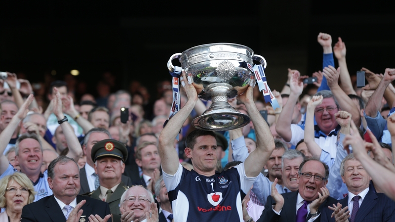 Dublin captain Stephen Cluxton hoists the Sam Maguire at Croke Park