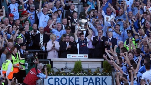 Dublin Stephen Cluxton lifts the Sam Maguire trophy