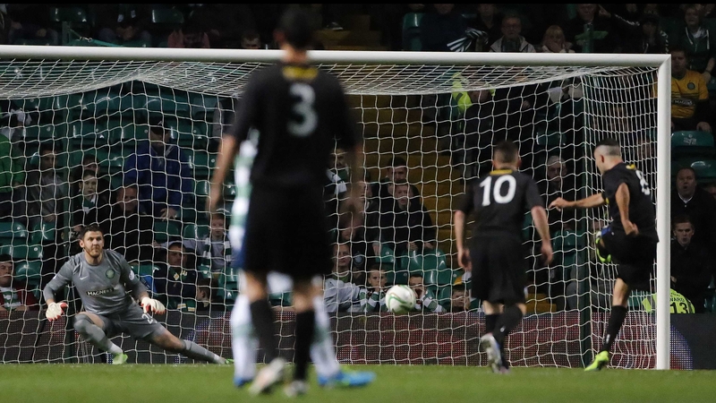 Morton's Dougie Imrie scores an extra-time penalty to beat Celtic at Parkhead (Pic: PA Wire)