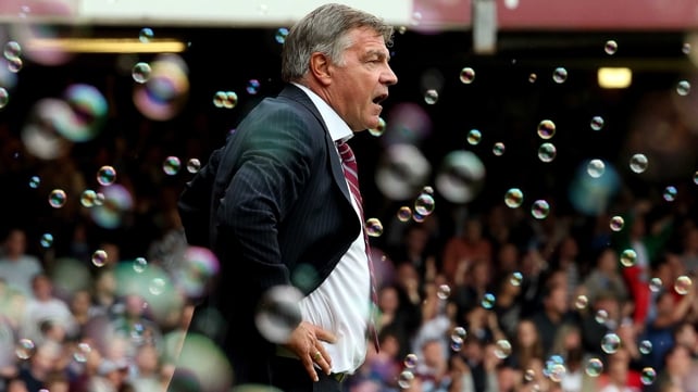 West Ham manager Sam Allardyce, bubbles, Upton Park, London.