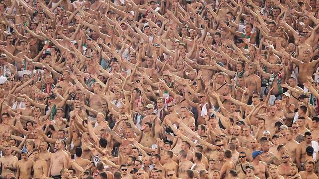 Legia Warszawa fans during the Europa League match against Lazio at Stadio Olimpico in Rome, Italy.