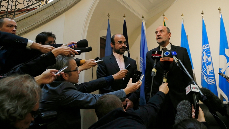 Deputy Director General of the IAEA Herman Nackaerts (R) said the discussions had been 'very constructive' but gave no details