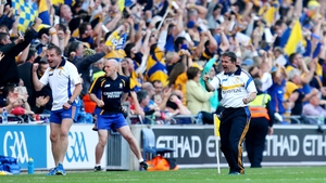 Clare manager manager Davy Fitzgerald celebrates his side's first goal