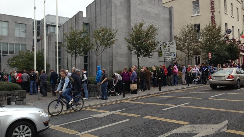 Lengthy queues outside the motor tax office in Galway