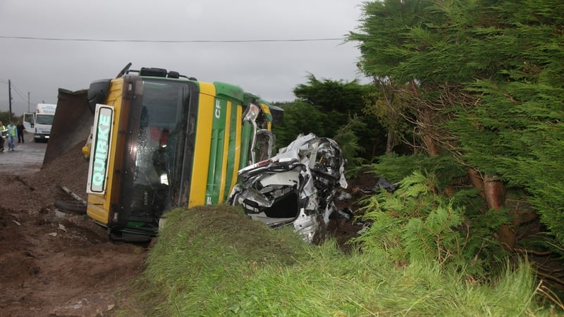 The victims' car collided with a truck at Cloon at 12.25pm this afternoon (Pic: Alan Landers - Kerry's Eye)