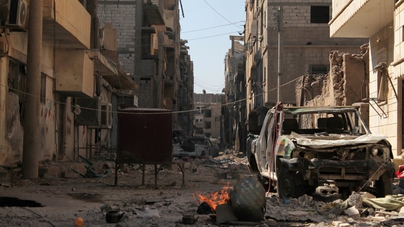 A destroyed street in Deir Ezzor - more than 41,000 civilians have died in the conflict