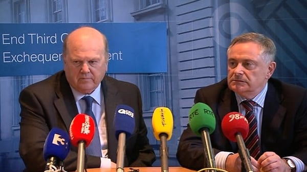 Ministers Michael Noonan and Brendan Howlin were speaking after the publication of the latest Exchequer returns