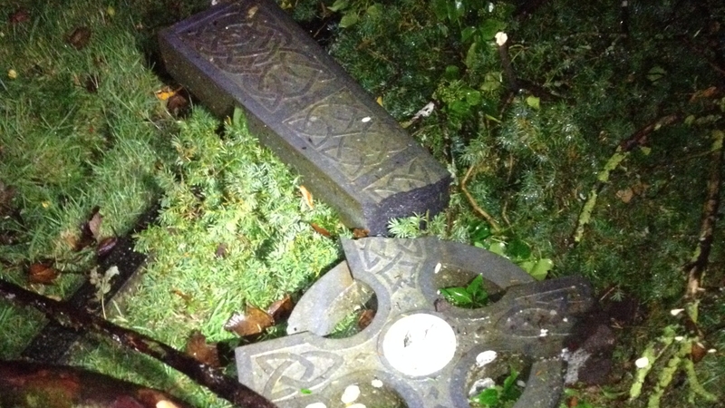 A number of gravestones were knocked over in the cemetery in Clonfert