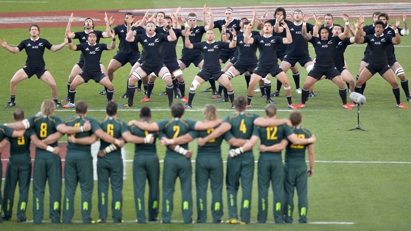 The All Blacks perform the Haka before kick-off