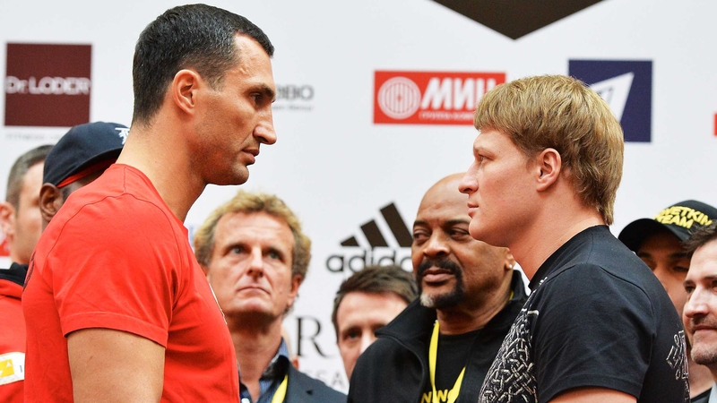 Vladimir Klitschko and Alexander Povetkin face off at the weigh in