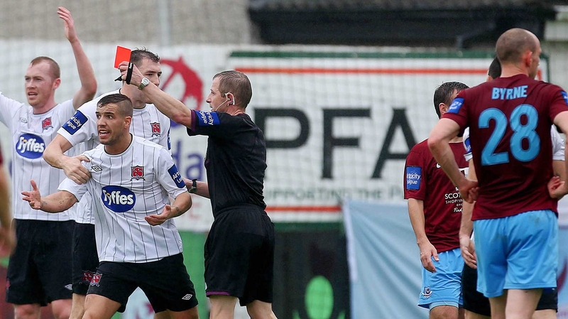 Dundalk's Darren Meenan is sent off
