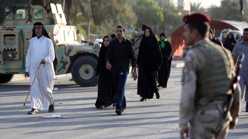 Security officials are on the streets in Iraq while Shia pilgrims visit shrines
