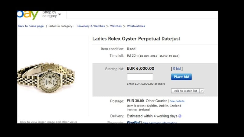 Bidding for the 'used' Rolex starts at €6,000