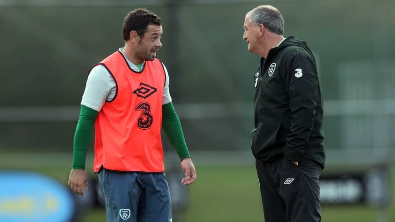 Andy Reid with manager Noel King at training in Malahide on Tuesday
