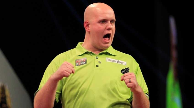 Michael van Gerwen took only 21 minutes to dispose of Raymond van Barneveld (Pic: Lawrence Lustig/PDC)