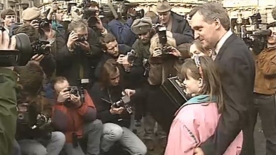 Bertie Ahern appears with his daughters on Budget Day 1992.