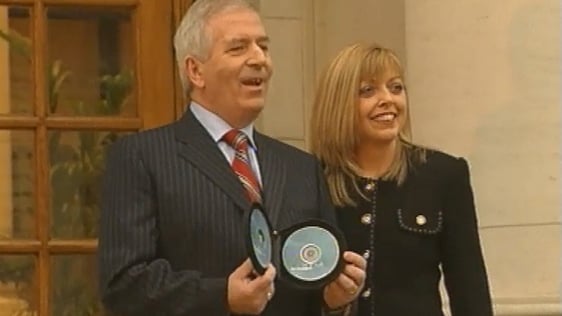 Charlie McCreevy and his wife, Noeleen Halligan, pictured on the steps to Dail Eireann presenting B…