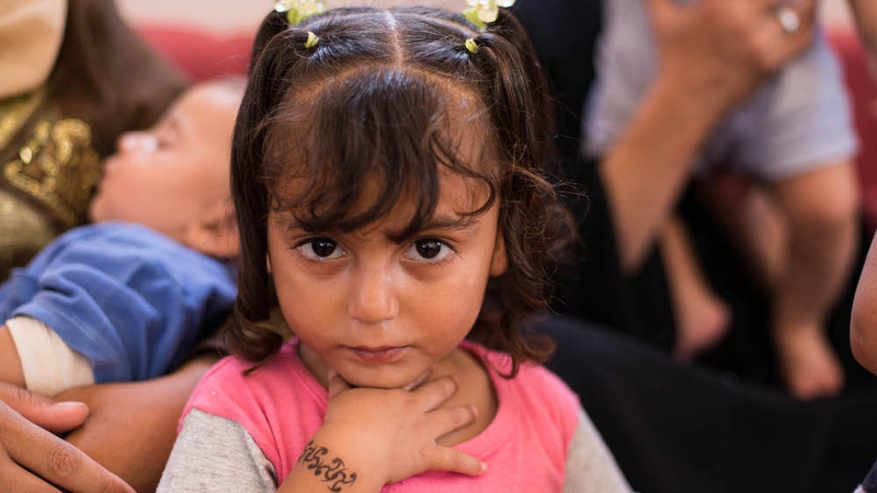 Three-year-old Raahaf lives at the sprawling Zaatari camp
