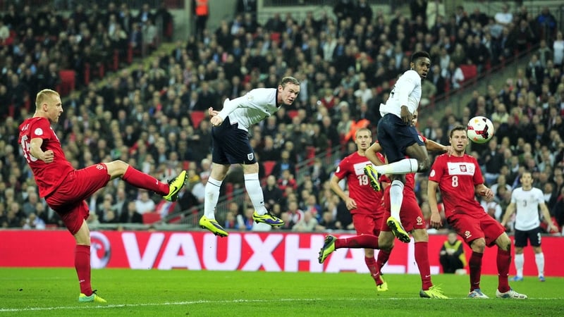 Wayne Rooney scored the opening goal of the game at Wembley with a well-taken header