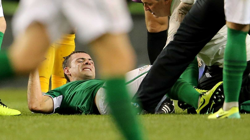 Darron Gibson was carried off injured against Kazakhstan