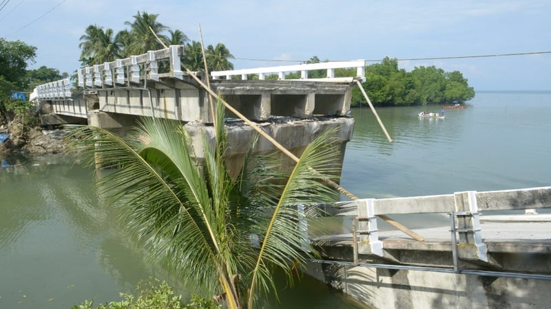A bridge on Bohol was badly damaged in the earthquake